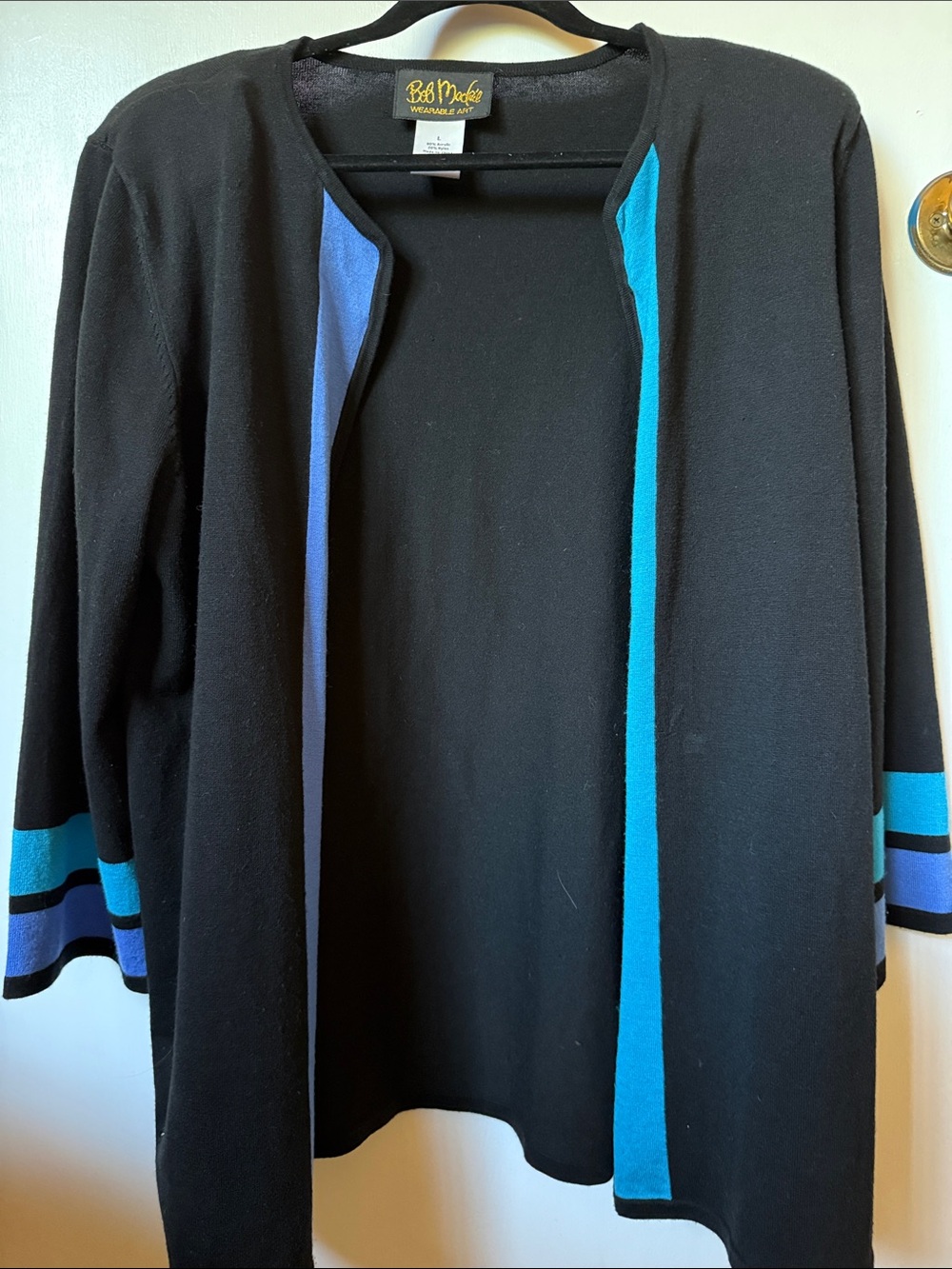 Bob Mackie Sweater - Wearable Art full-zip colorblock cardigan jacket - Picture 3 of 9